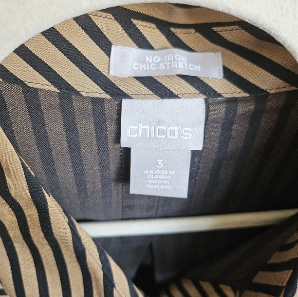 Chico's Striped Button Down Shirt 3 - Picture 2 of 5